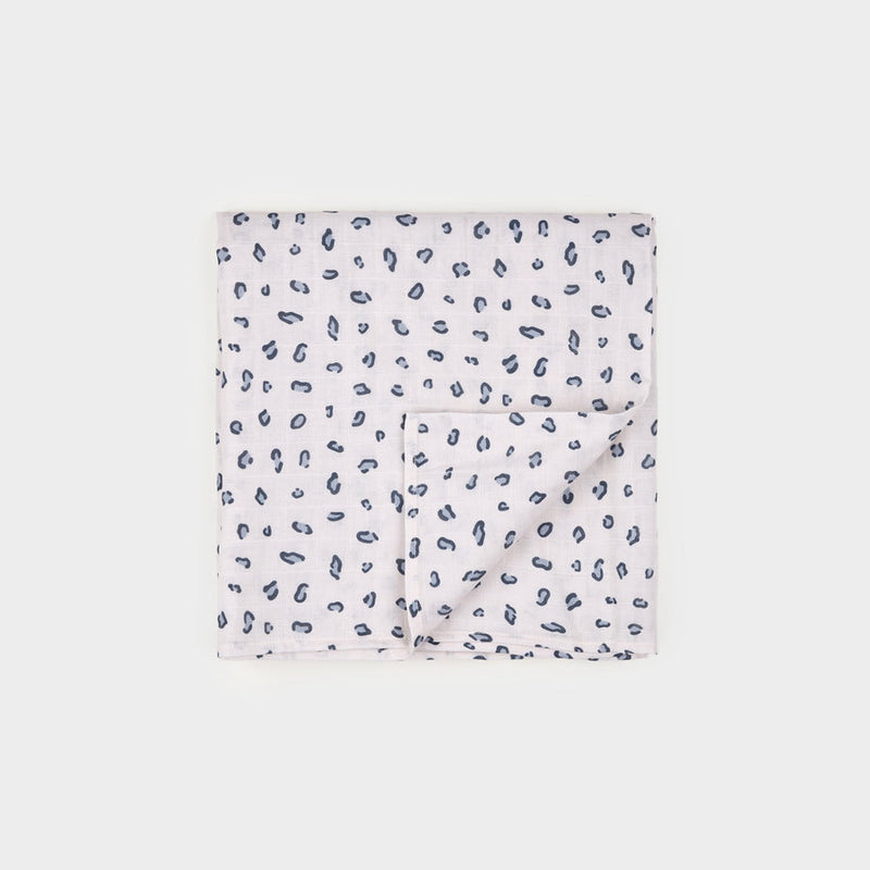 Petit Lem Muslin Swaddle in Snow Leopard