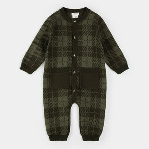 Petit Lem Knit Playsuit in Farm Green Gingham