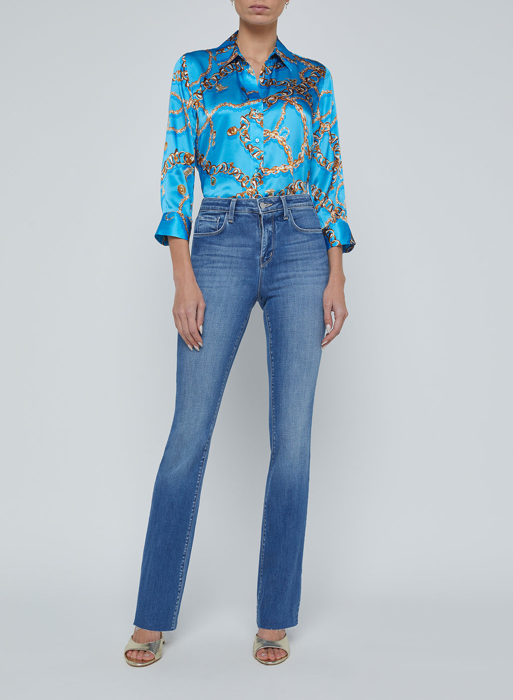 L'Agence Ruth High Rise Straight Leg Jean in Privada