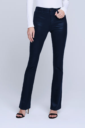 L'Agence Ruth High Rise Straight Leg Coated Jean in Metro