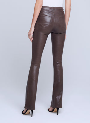 L'Agence Ruth High Rise Straight Leg Coated Jean in Espresso