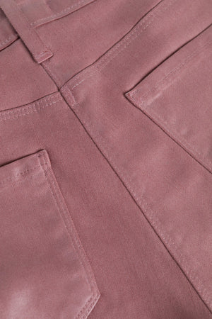 L'Agence Ruth High Rise Straight Leg Coated Jean in Mauve Rose