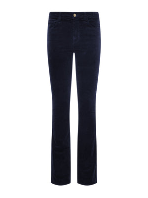 L'Agence Stevie Flare Velvet Pant in Dark Navy