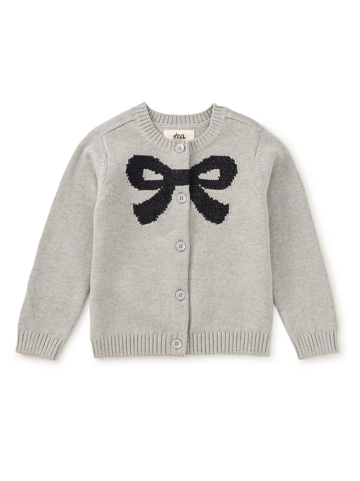Tea Collection Bow Cardigan in Gray