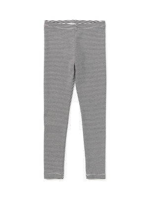 Tea Collection Striped Leggings in Jet Black