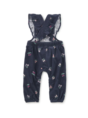 Tea Collection Corduroy Ruffle Overalls in Midnight Posy