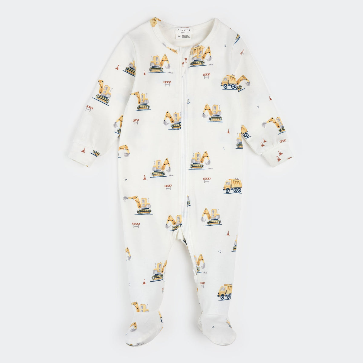 Petit Lem Diggers Print Footie in Off White