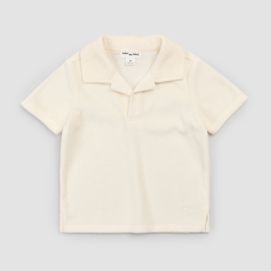 Miles the Label Terry Polo Shirt in Off White