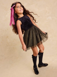 Tea Collection Velour and Tulle Ballet Dress in Jet Black