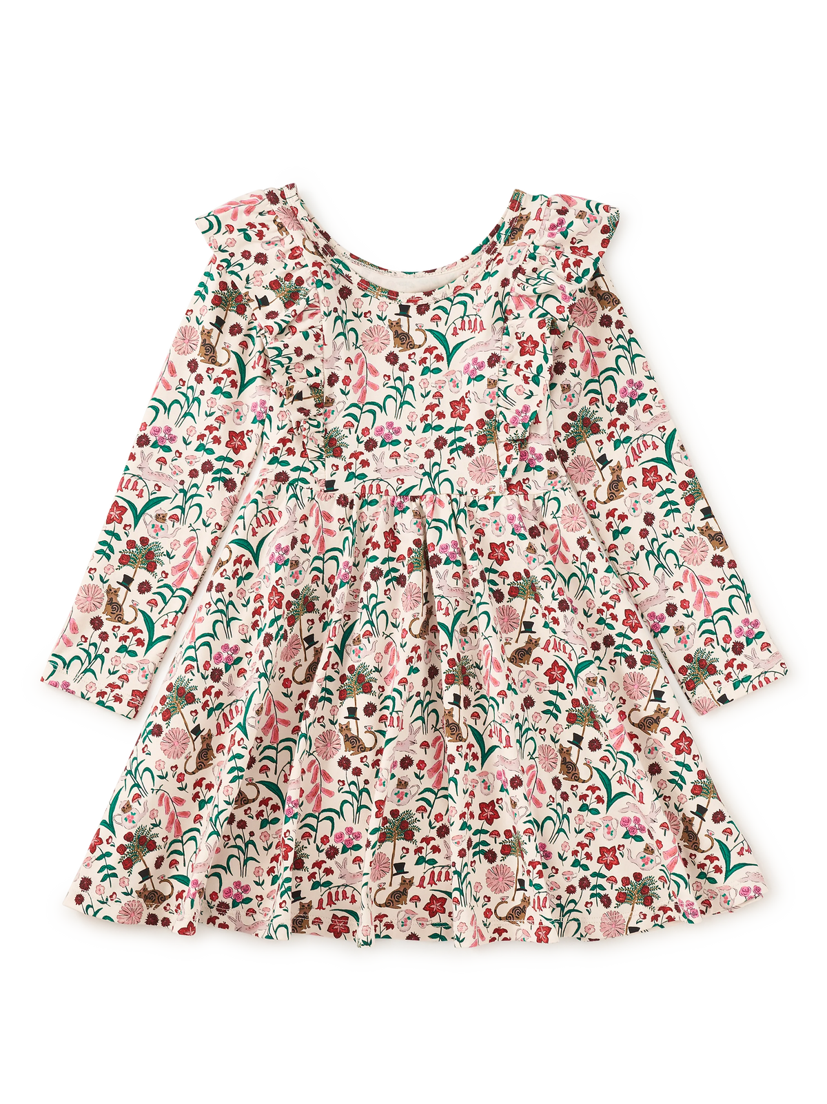 Tea Collection Ruffle Shoulder Ballet Dress in Tea Party Floral