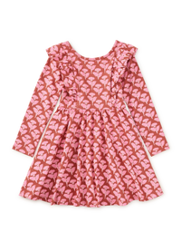 Tea Collection Ruffle Shoulder Ballet Dress in Stamped Heirloom Floral