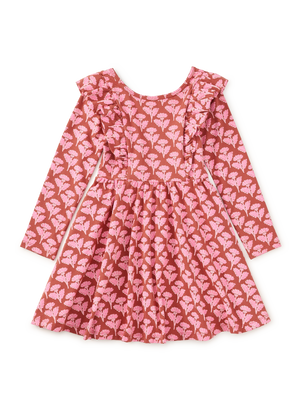 Tea Collection Ruffle Shoulder Ballet Dress in Stamped Heirloom Floral