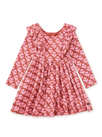 Tea Collection Ruffle Shoulder Ballet Dress in Stamped Heirloom Floral