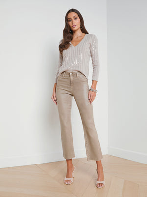 L'Agence Kendra Coated Crop Flare Jean in Rye