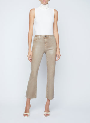 L'Agence Kendra Coated Crop Flare Jean in Rye
