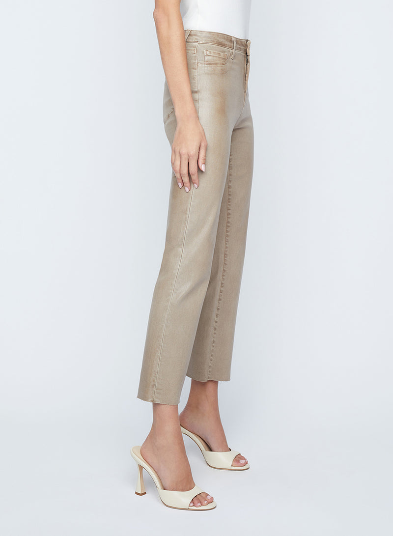 L'Agence Kendra Coated Crop Flare Jean in Rye