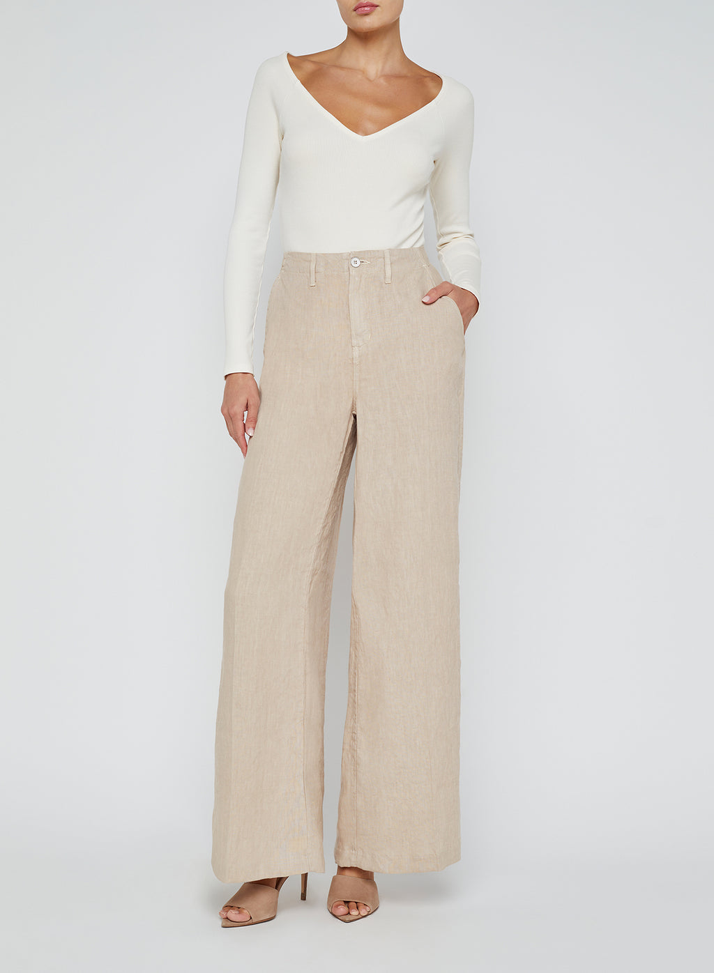 L'Agence Brie High Rise Wide Leg Pant in Doeskin