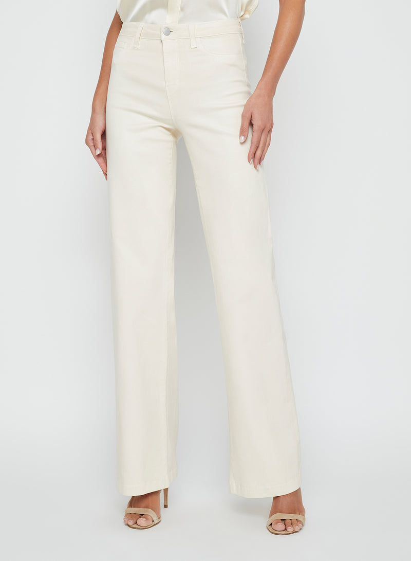 L'Agence Clayton High Rise Wide Leg Coated Jean in French Vanilla