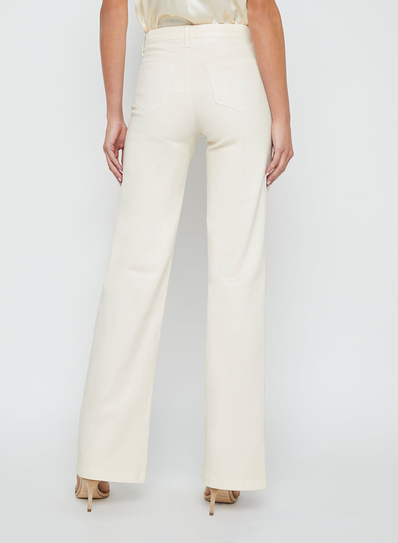 L'Agence Clayton High Rise Wide Leg Coated Jean in French Vanilla