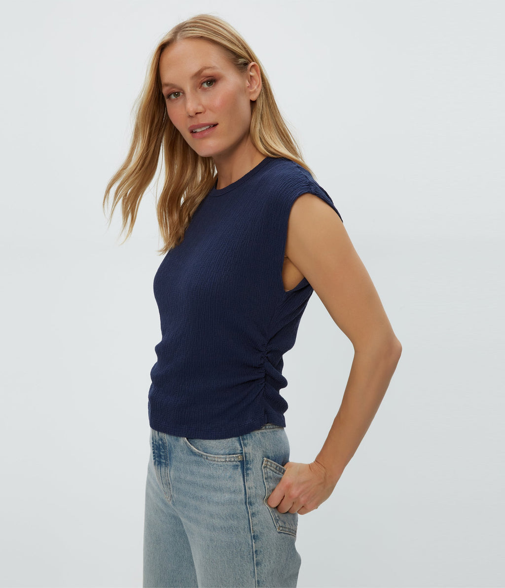 Michael Stars Leighton Power Shoulder Top in Nocturnal