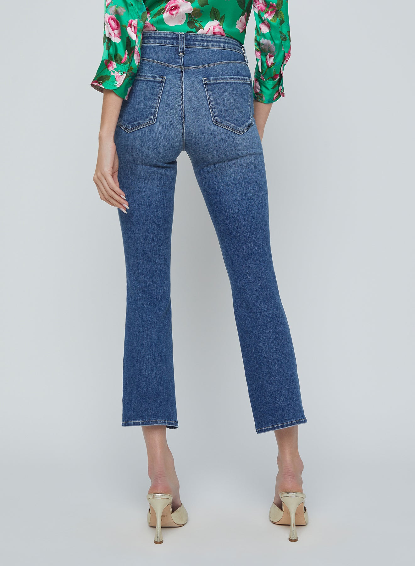 Blue Flare Ankle Boots With Flare Jeans L'Agence Tati High Rise