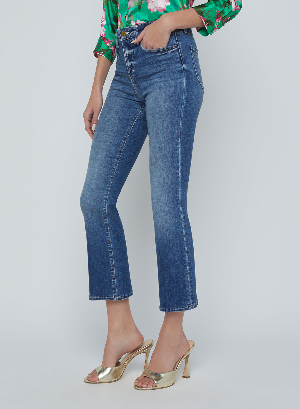 L'Agence Tati High Rise Crop Micro Boot Jean in Alverez