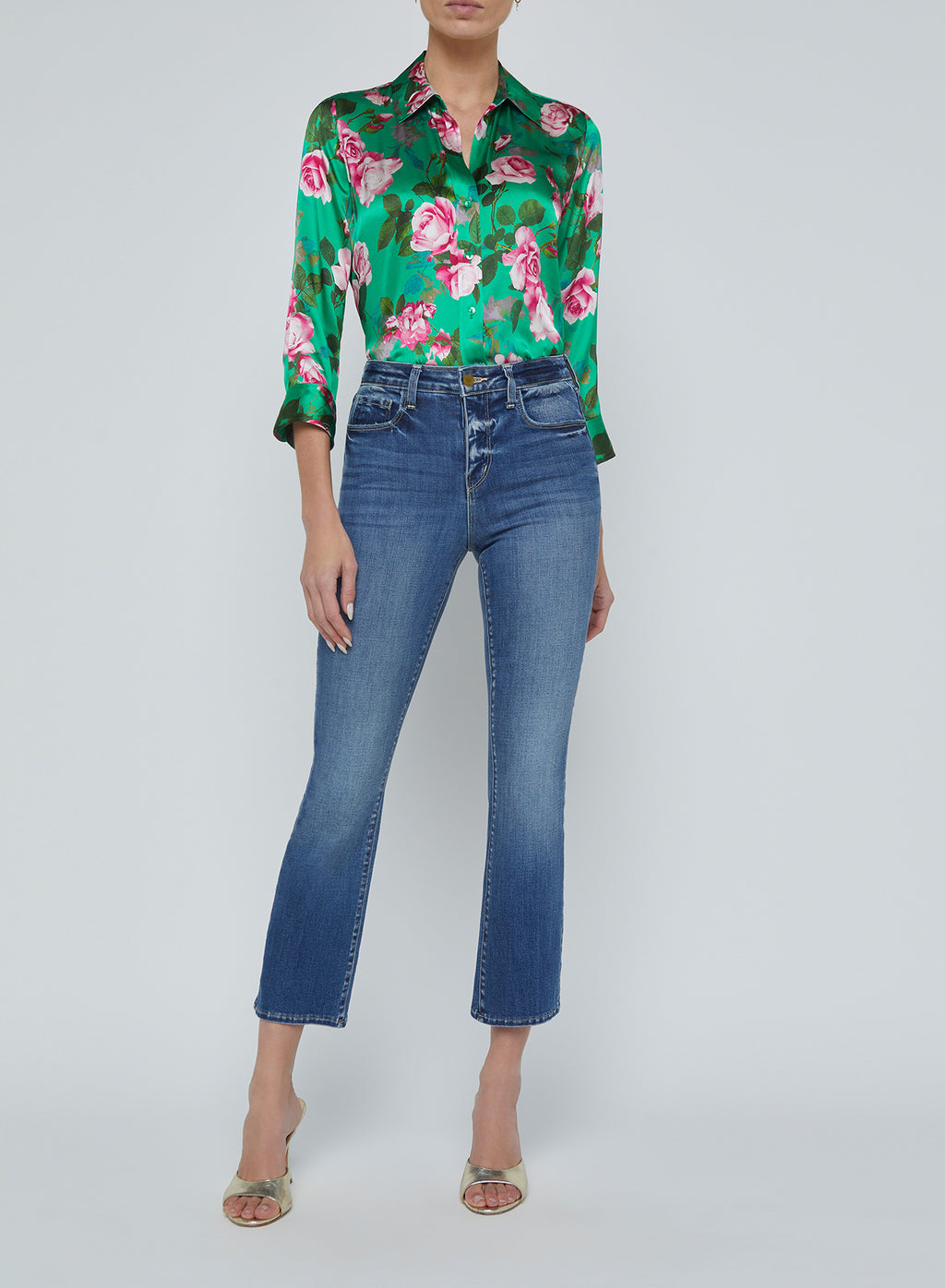 L'Agence Tati High Rise Crop Micro Boot Jean in Alverez