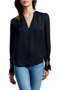 L'Agence Ava Lace Cuff Blouse in Black