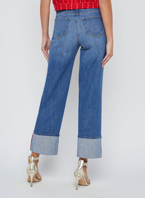 L'Agence Leighton High Rise Stovepipe Jean with Cuff in Brentwood