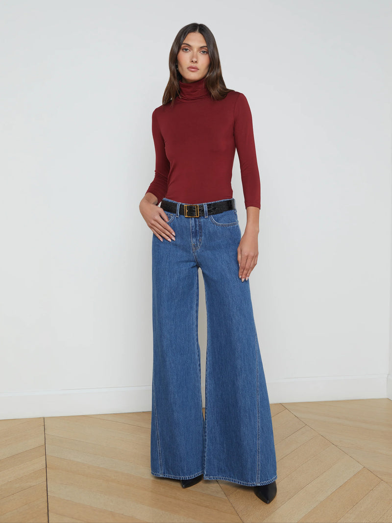 L'Agence Beau High Rise T-Seam Wide Leg Jean in Glendora