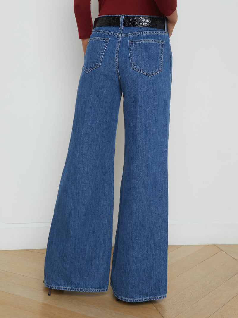 L'Agence Beau High Rise T-Seam Wide Leg Jean in Glendora