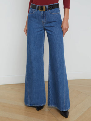 L'Agence Beau High Rise T-Seam Wide Leg Jean in Glendora