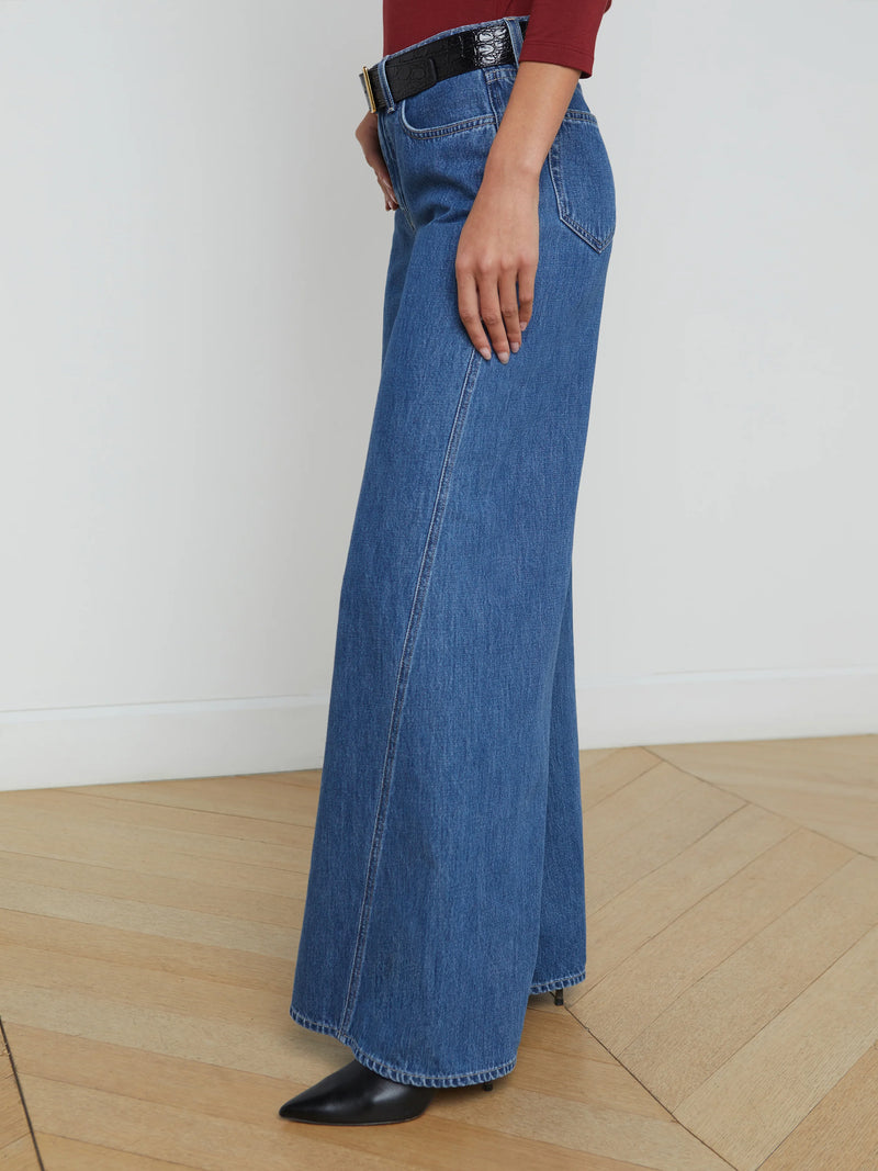 L'Agence Beau High Rise T-Seam Wide Leg Jean in Glendora