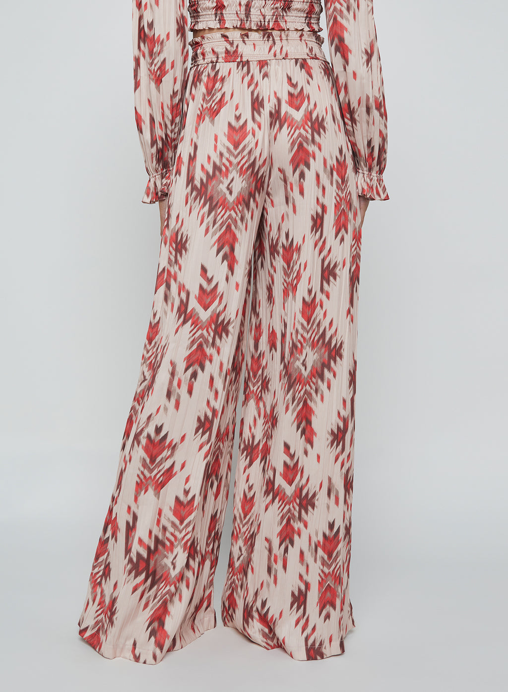 L'Agence Lyra Smocked Waist Pant in Tan Multi Ganado
