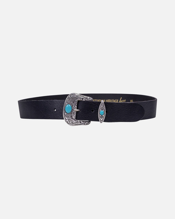 Amsterdam Heritage Gem Leather Belt in Black