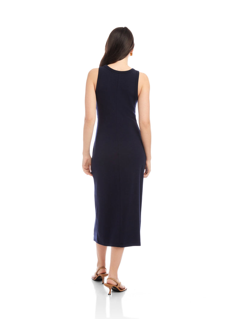 Fifteen Twenty Maddie Side-Knot Midi Dress in Navy