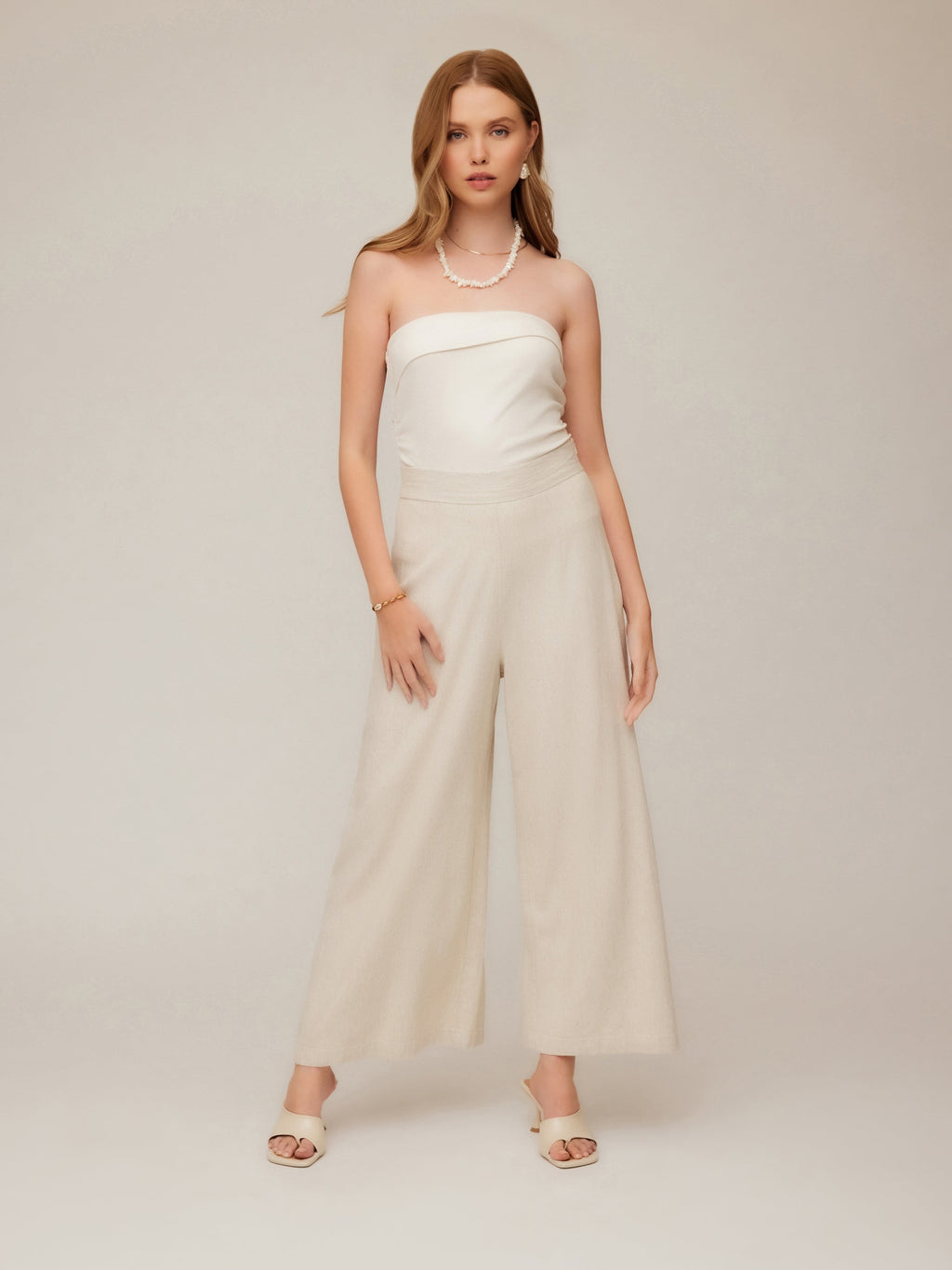 Fifteen Twenty Vivienne Wide-Leg Pants in Oatmeal