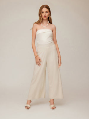 Fifteen Twenty Vivienne Wide-Leg Pants in Oatmeal