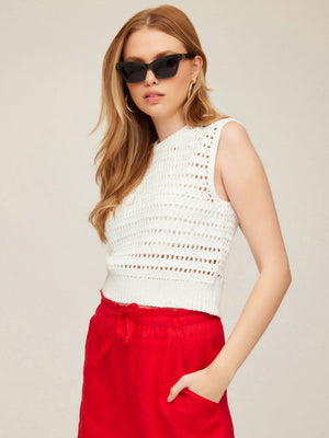 Fifteen Twenty Tara Crochet Vest in Off White