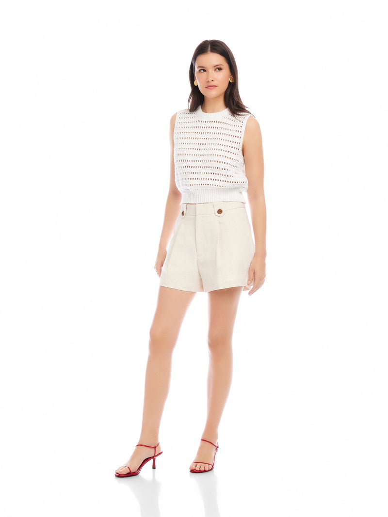 Fifteen Twenty Tara Crochet Vest in Off White