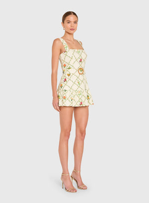 Amanda Uprichard Lena Skort Romper in Trellis Print