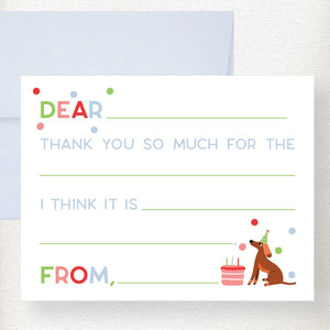 Kramer Drive Kids Polka Dot Dog Fill in Thank You Note Card