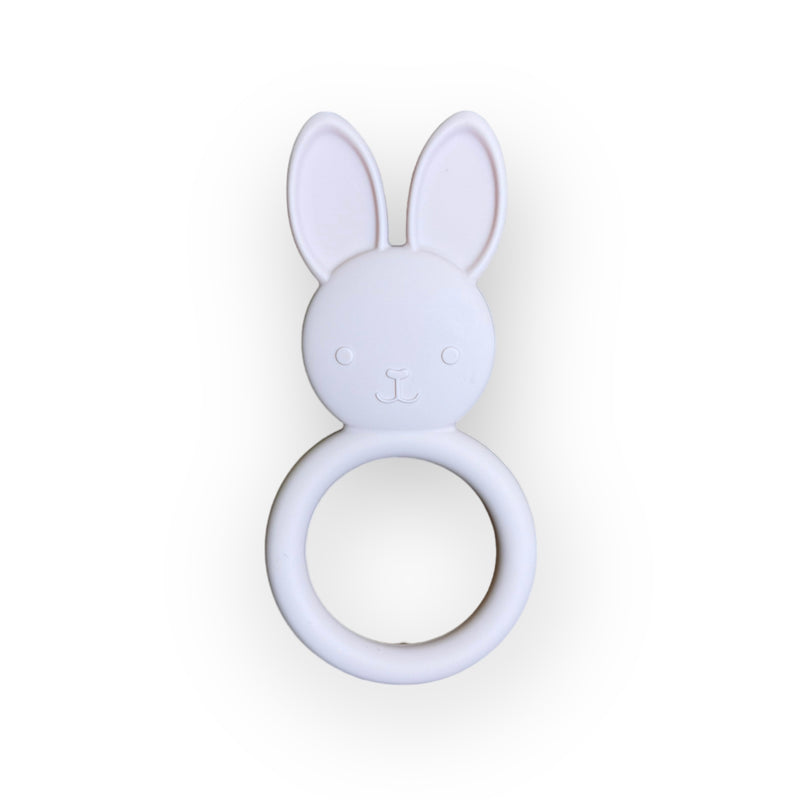 Three Hearts All Silicone Bunny Teething Ring - Multiple Colors!