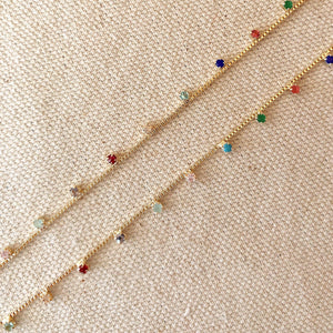 GoldFi 18k Gold Filled Micro Cubic Zirconia Colored Stones Necklace