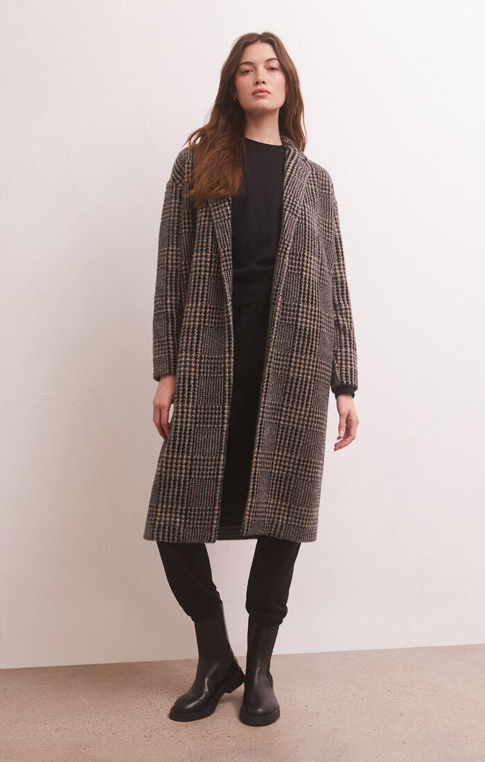 Z Supply Mason Houndstooth Coat in Black