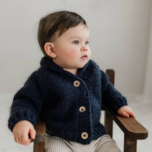 Huggalugs Shawl Collar Cardigan in Indigo