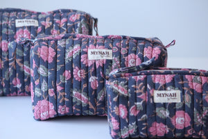 MYNAHbySmitha Quilted Travel Bag in Indian Rose Garden Print -Assorted Sizes