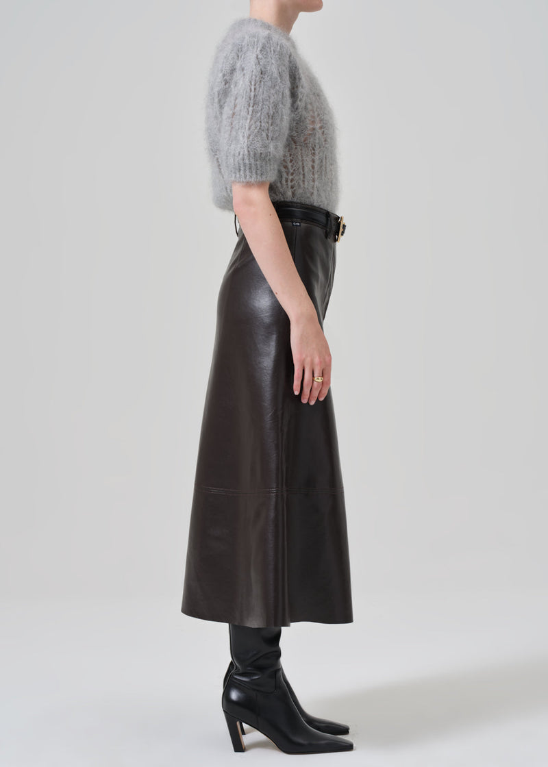 Citizens of Humanity Cassia Leather Skirt in Chocolate Dark Brown