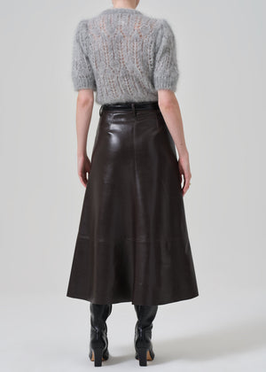 Citizens of Humanity Cassia Leather Skirt in Chocolate Dark Brown