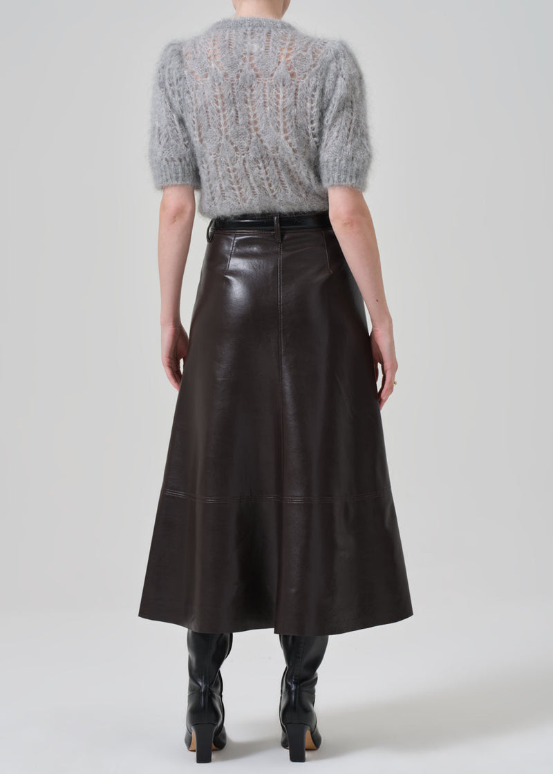 Citizens of Humanity Cassia Leather Skirt in Chocolate Dark Brown